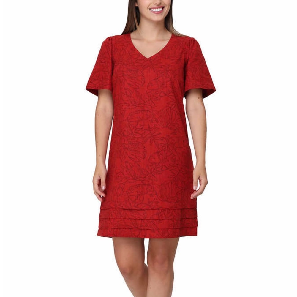 Nicole Miller Ladies Linen Blend Dress - RED